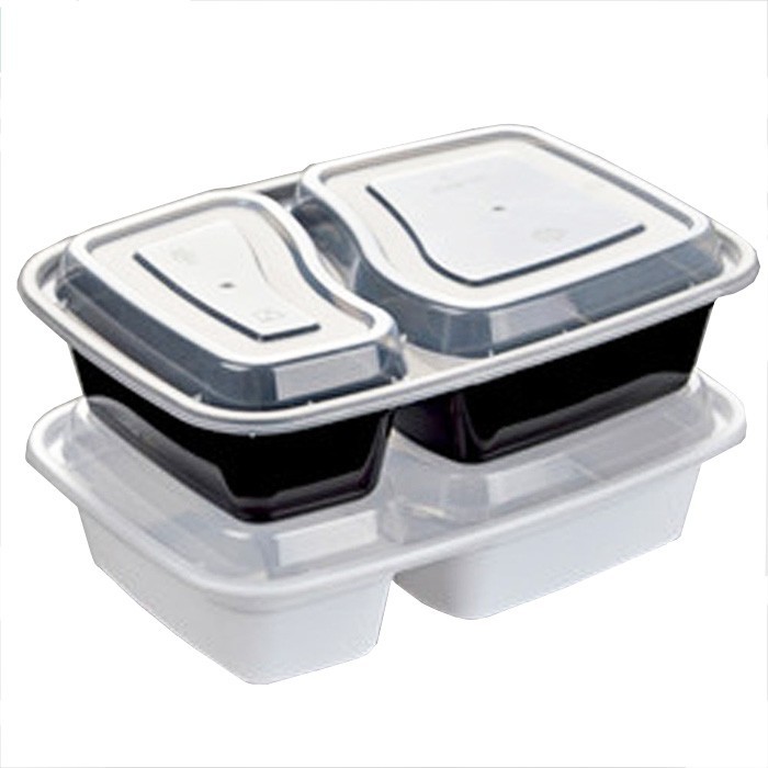 Custom PP PET  black tray clear lid frozen separated plastic food tray